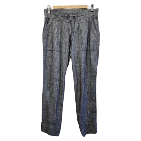 Athleta Linen Black Chambray Joggers Size 4 - Picture 2 of 13